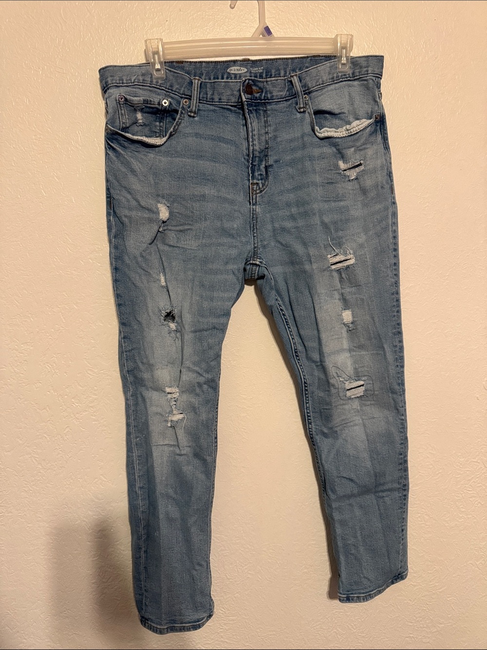 Old Navy Light Blue Relaxed Distressed Jeans